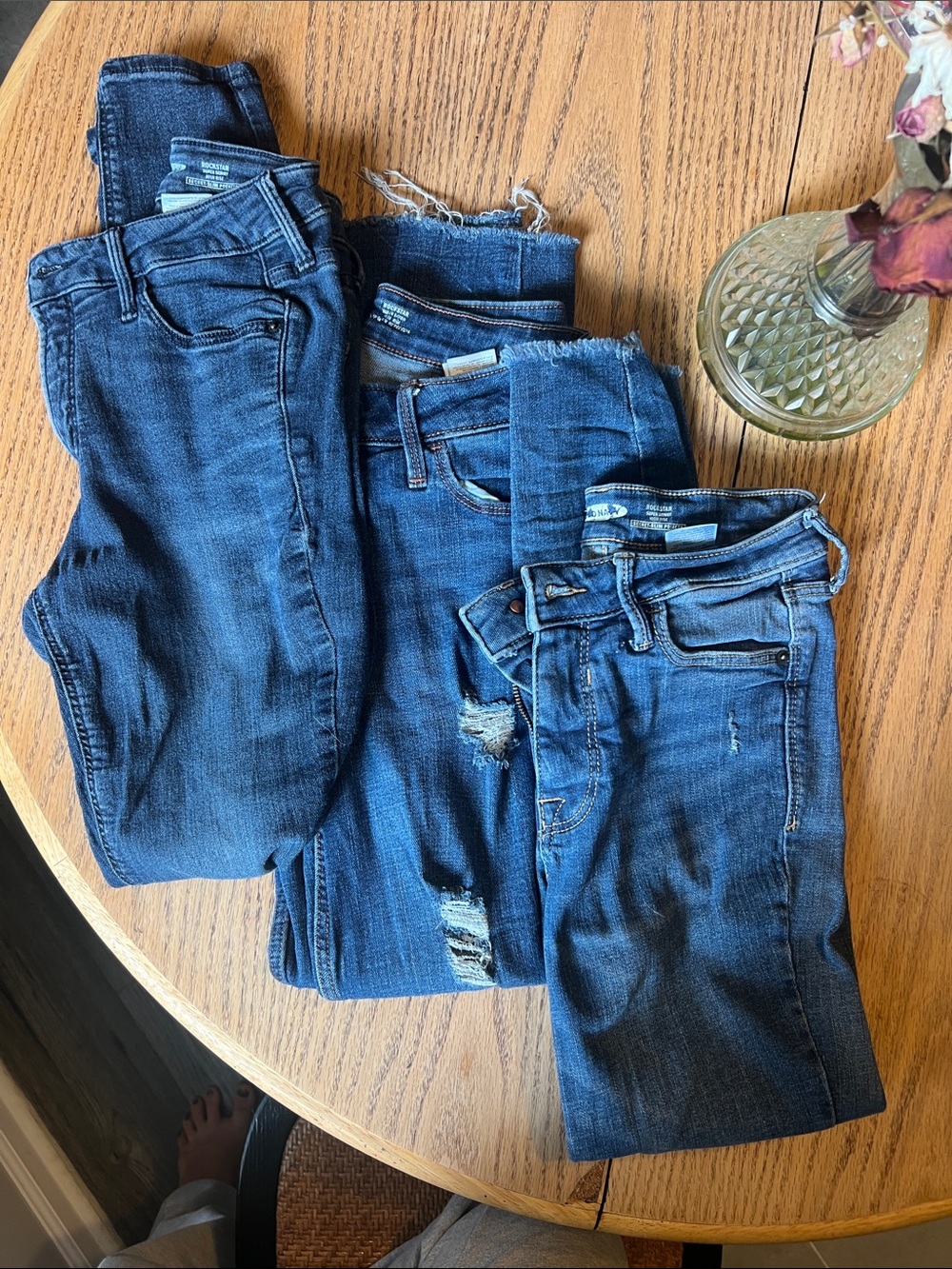 American Eagle Rockstar Super Skinny Blue Denim Jeans Trio